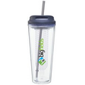 20 Oz. Clear Infuse Tumbler Cup W/Storm Gray Lid & Straw
